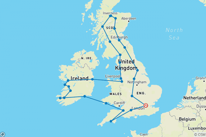 Map of Grand Tour of Britain & Ireland