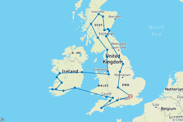 Map of Grand Tour of Britain & Ireland