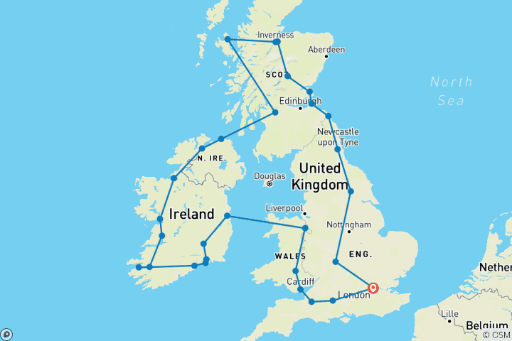 Carte du circuit Les îles britanniques en profondeur