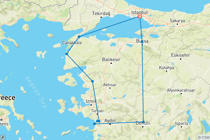 Map of Aegean Delight Tour