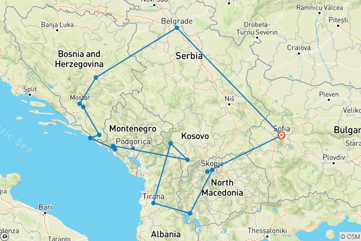 Carte du circuit Kaléidoscope balkanique