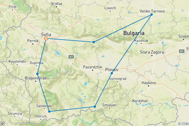 Map of Best of Bulgaria Roundtrip