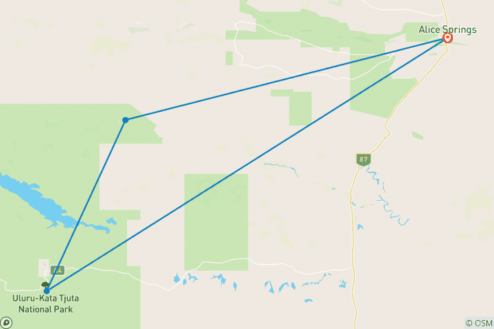 Map of 3 Day Uluru Adventure