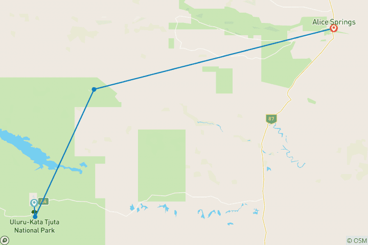 Map of 3 Day Uluru Adventure ex Yulara