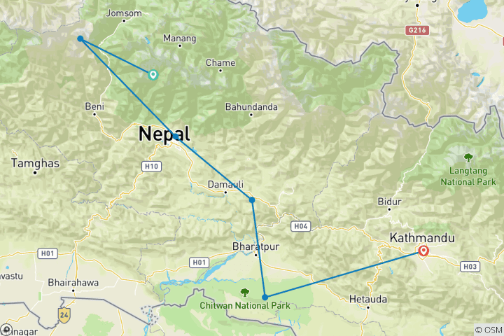 Map of Nepal Family Adventure