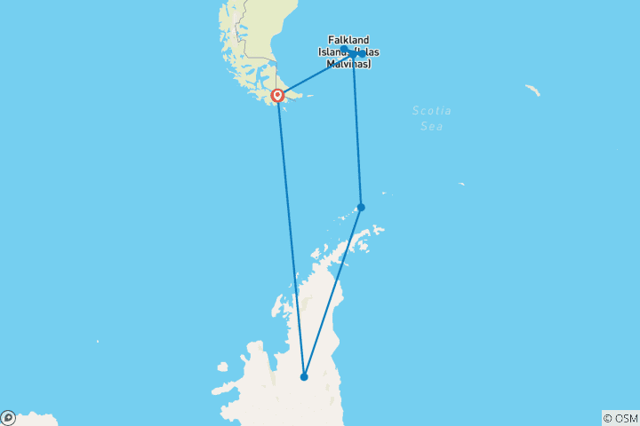 Kaart van Ultieme verkenner: Falklands, South Georgia & Antarctische Cirkel (Ocean Nova)