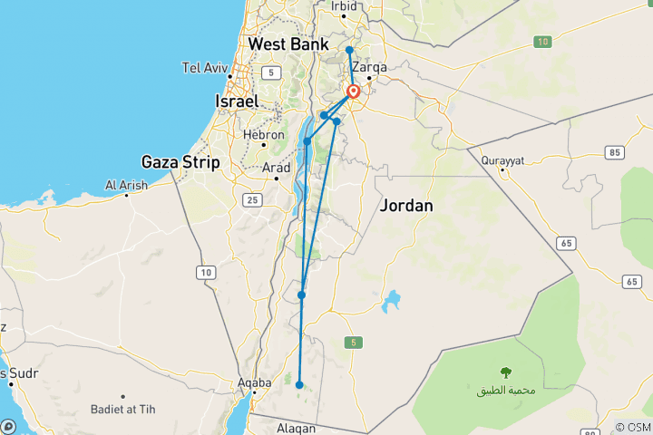 Carte du circuit Journeys : Découvrez la Jordanie National Geographic Journeys