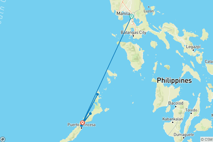 Map of West Philippines Classic 10 Day - One Life Adventures