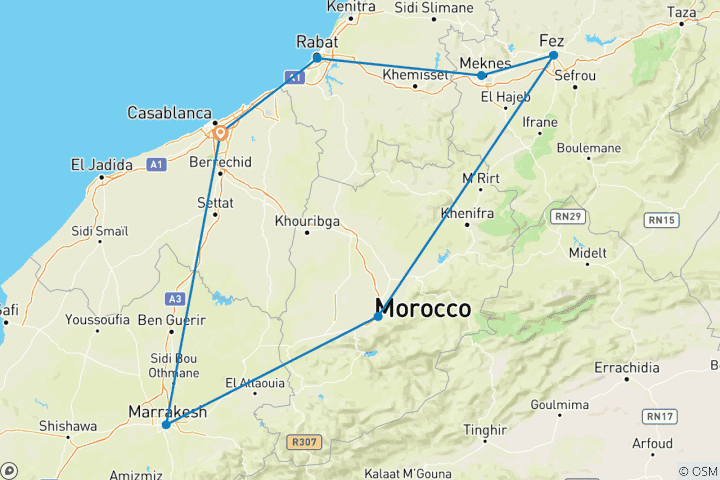 Carte du circuit Le Maroc authentique