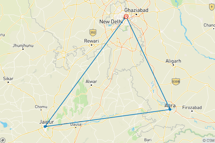 Map of Enjoy Festival of Colour (Holi) & Explore Golden Triangle (28 Feb - 7 March 2026) - Fixed Departure