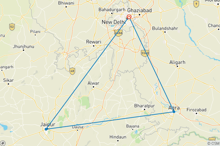 Map of Enjoy Festival of Colour (Holi) & Explore Golden Triangle (10 March - 17 March 2025) - Fixed Departure