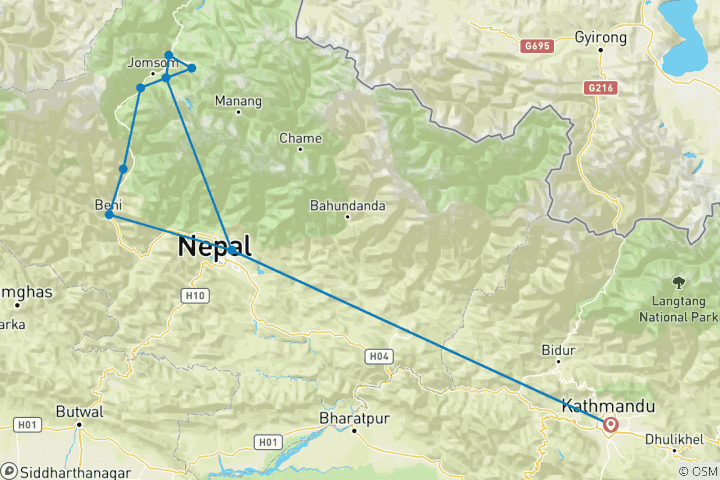 Carte du circuit Descente de l'Himalaya - Privé