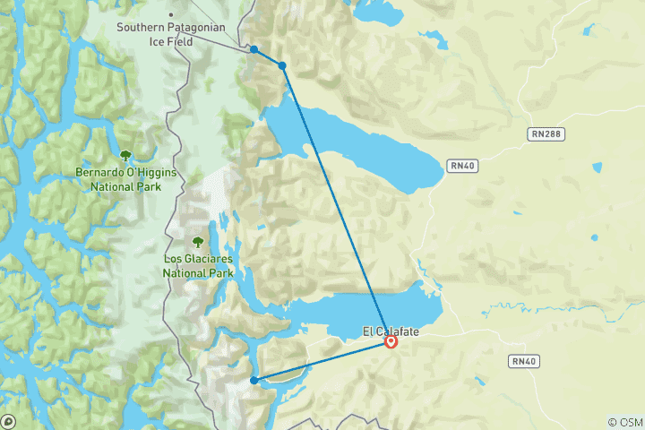 Map of Fitz Roy Patagonia (PRIVATE TRIP)