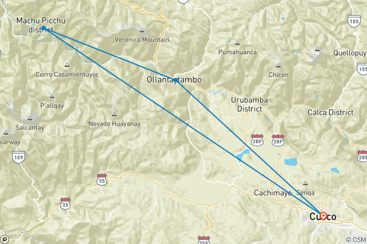 Carte du circuit La Trek des Lares