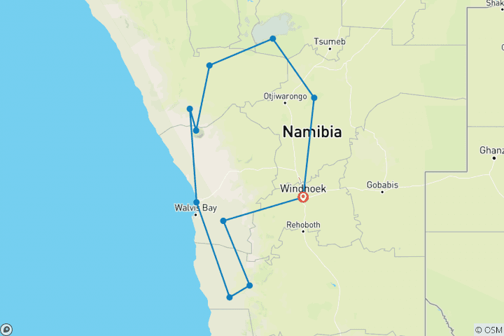 Map of Discover Namibia - Lodges