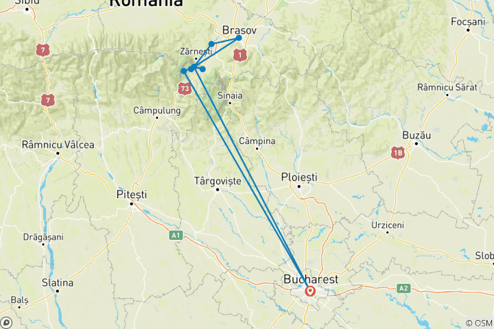 Map of Transylvania Winter Walk & Snowshoe