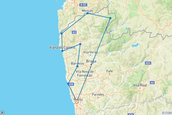 Carte du circuit Le vélo au Portugal : De la montagne à la mer