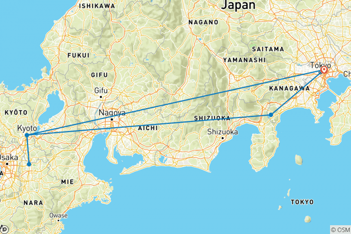 Map of Quick Japan Explorer 5D/4N