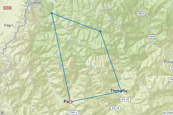 Map of Sacred Chomolhari - (PRIVATE TRIP)