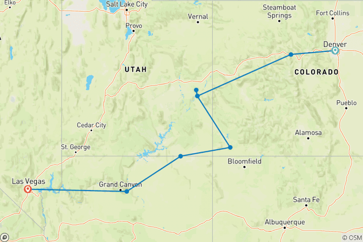 Mapa de Lo mejor de la tierra de cañones - 7 días