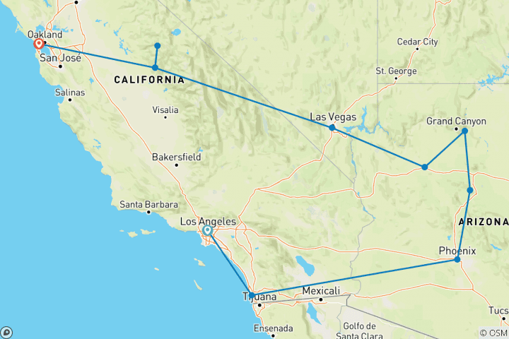 Map of LA to the Bay (11 Days)