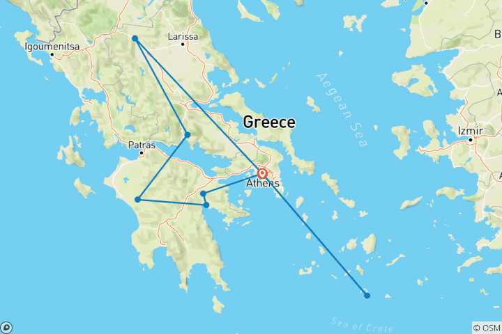 Map of Classic Greece & Santorini