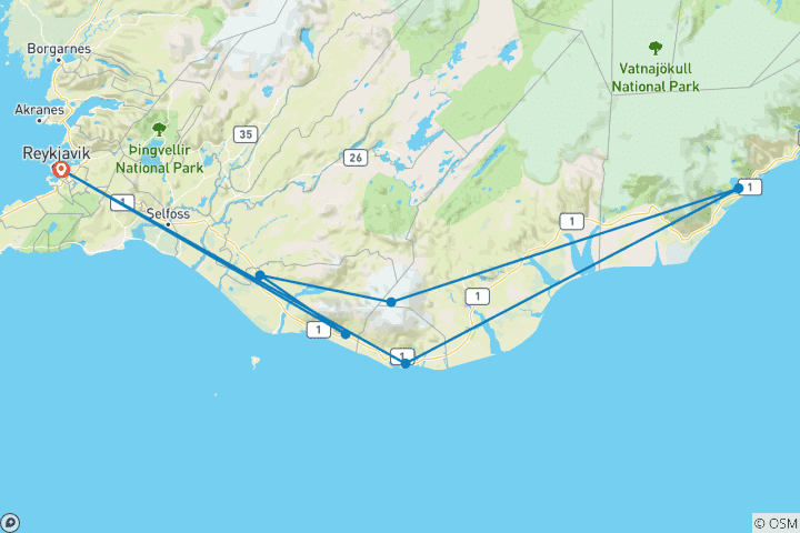 Map of Iceland Express