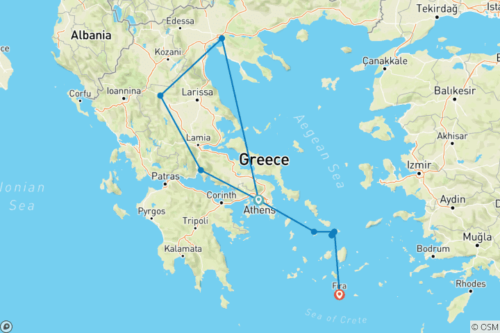 Carte du circuit Le meilleur de la Grèce