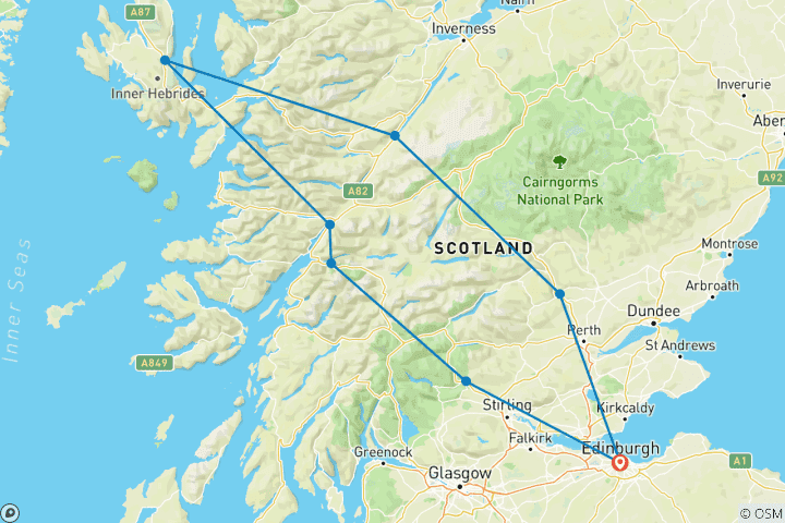 Mapa de Isla de Skye y las Tierras Altas