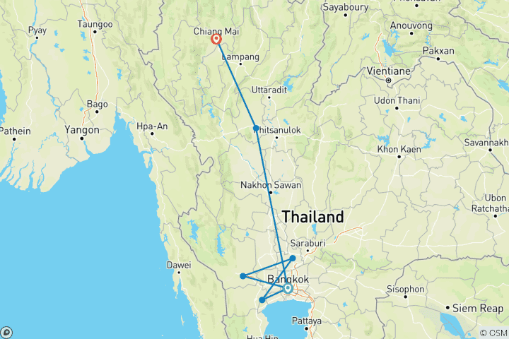 Carte du circuit Trésors de la Thaïlande - 11 jours