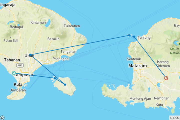 Map of Wanderlands Bali & Lombok - 13 Days