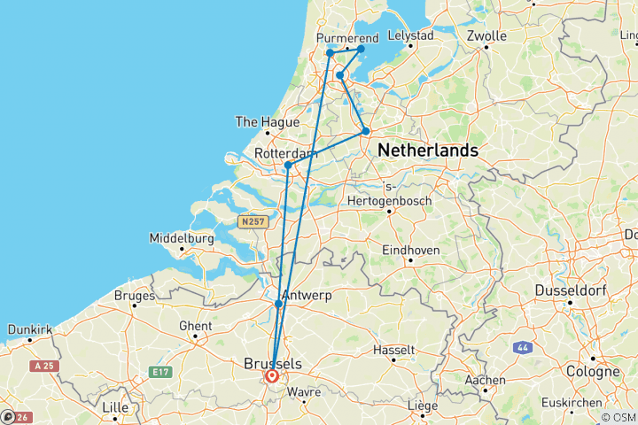 Mapa de Los tesoros del Norte - A través de dos países extraordinarios: Bélgica y Holanda