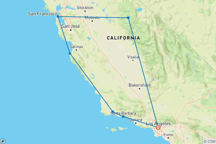 Map of San Francisco & Yosemite Express 3D/2N (From Los Angeles)