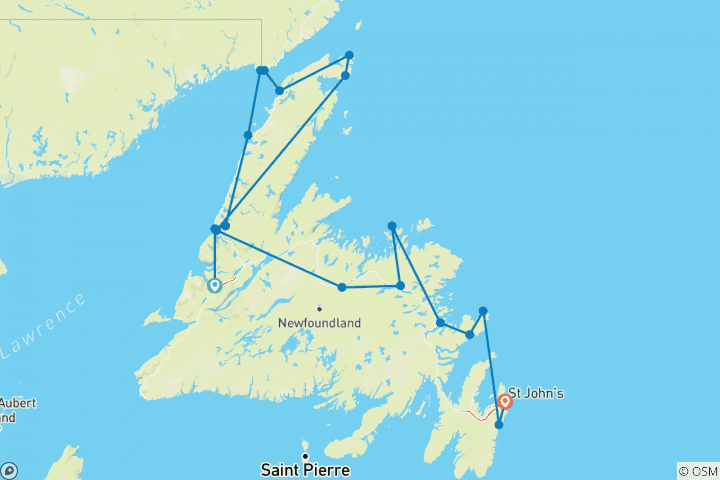 Map of Newfoundland & Labrador with Iceberg Festival