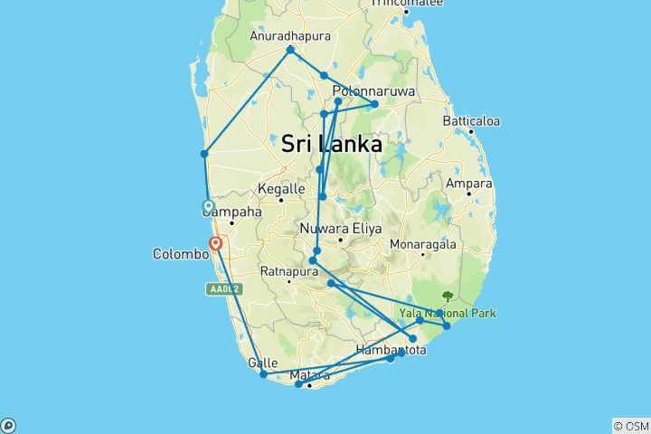 Carte du circuit Cycle Sri Lanka (from Negombo to Colombo)