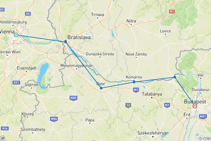 Carte du circuit Parcourir le Danube à vélo