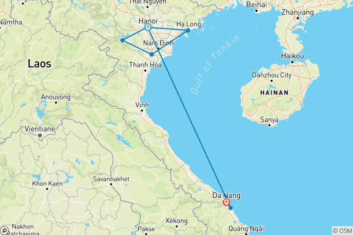 Map of Vietnam Family Holiday with Teenagers (from Hanoi to Da Nang)