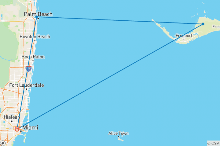 Karte von Bahamas-Kreuzfahrt (ab Miami) 3 Tage