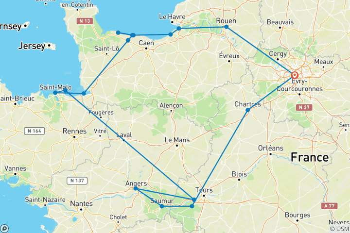 Map of Normandy, Brittany & The Loire Valley (Classic)