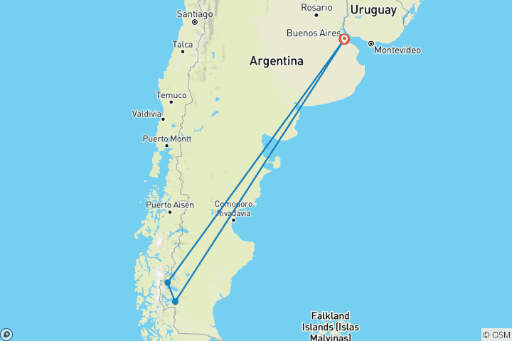 Carte du circuit Trek en Patagonie