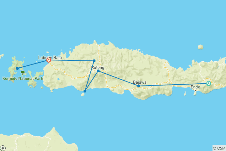 Carte du circuit Aventure à Komodo et Flores