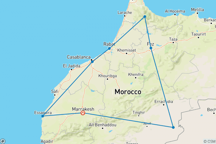 Carte du circuit Maroc exotique (Hôtels 4 étoiles)