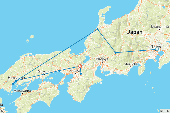 Carte du circuit Journeys : les points forts du Japon National Geographic