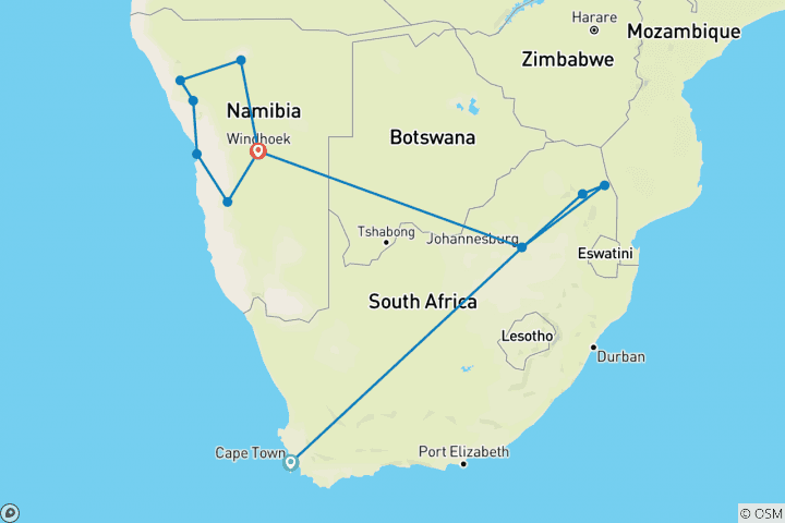 Map of Journeys: Cape Town, Kruger & Namibia National Geographic Journeys