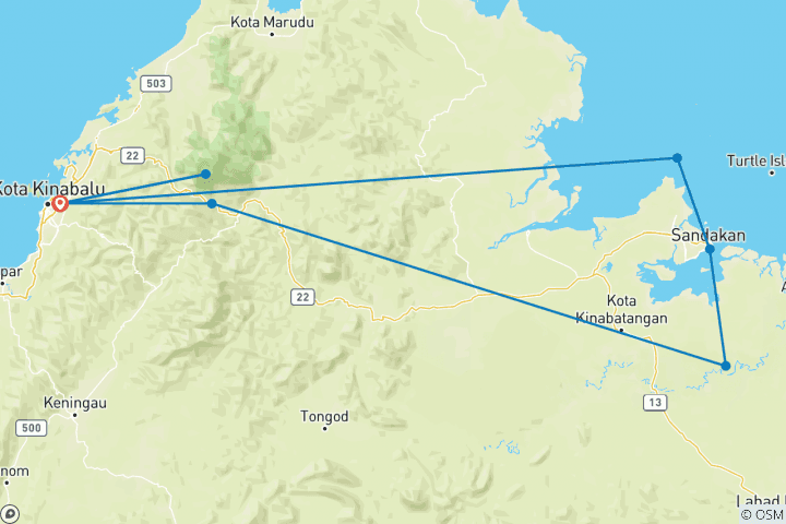 Map of Highlights of Sabah & Mt Kinabalu