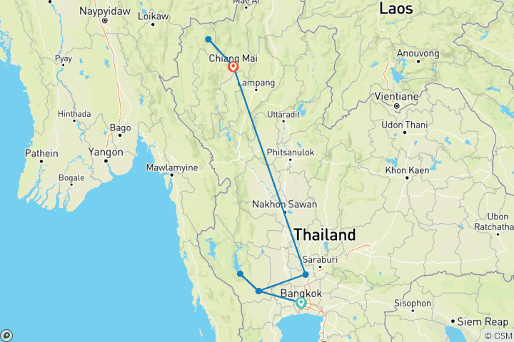 Map of Northern Thailand Adventure