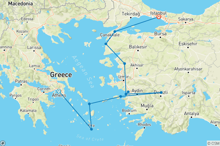 Map of Aegean Odyssey Tour