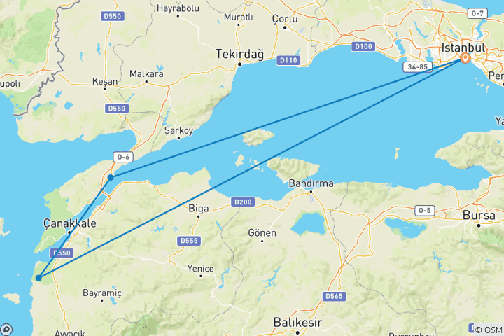 Carte du circuit Excursion à Gallipoli et Troie