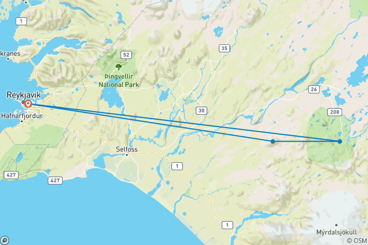 Map of Landmannalaugar Pearl of the Highlands - 3 Day Tour