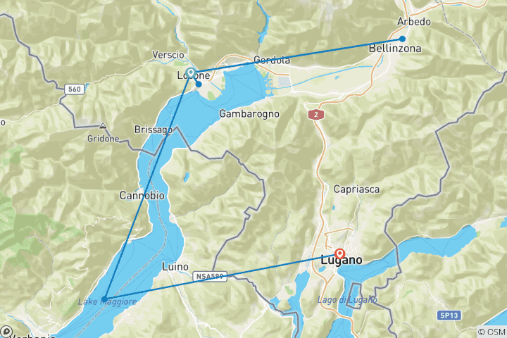 Carte du circuit Cycle des lacs tessinois